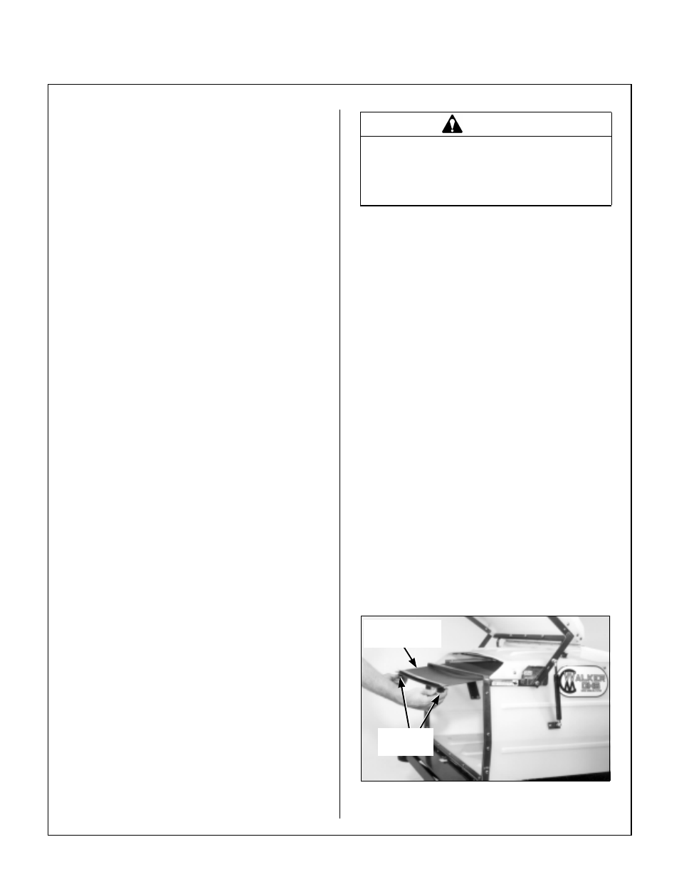 Using the tilt-up deck, Using the ghs catcher, Powerfil | Full” signal horn, Cleaning the ghs exhaust screen, Grass catcher screen, Grass catcher screen removal for cleaning, Operating instructions, Warning | Walker MT User Manual | Page 44 / 92