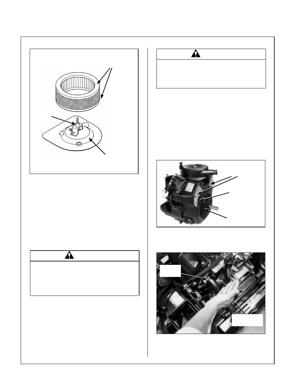 Air filter reinstallation, Engine cooling system, Air intake system | Cylinder head cooling fins, Engine air intake screen, Cylinder head, Cooling system airflow, Maintenance instructions | Walker MT User Manual | Page 61 / 92