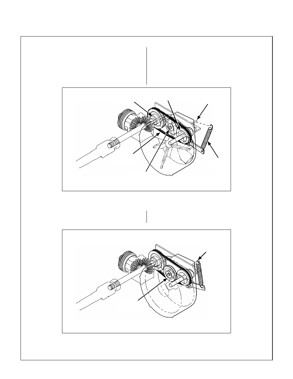 Ghs blower drive belt, Idler pulley (engaged), Spring attached | Spring removed, Chassis frame hook, Blower drive pulley, Blower pulley, Belt tightener idler pulley (disengaged), Ghs blower drive belt assembly (engaged), Maintenance instructions | Walker MT User Manual | Page 71 / 92