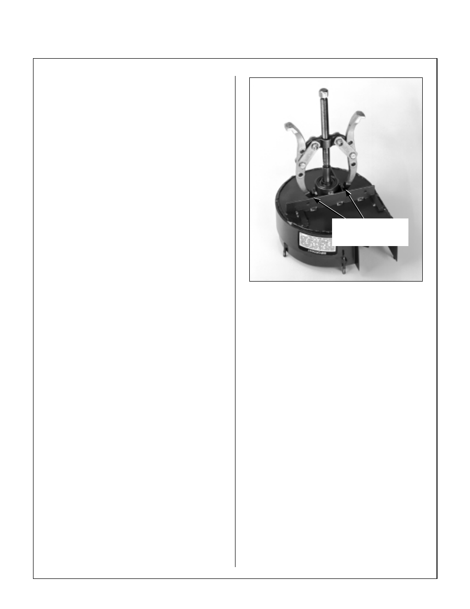 Blower wheel removal, Wheel puller hooked to lugs on bearing housing, Pressing blower wheel out of housing | Blower wheel installation, Ghs blower assembly installation, Maintenance instructions | Walker MT User Manual | Page 76 / 92
