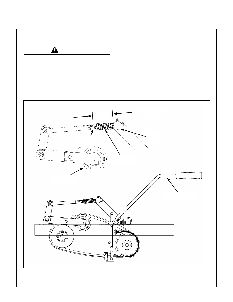 Clutch disengagement/brake action, Pto clutch disengaged, Spring uncompressed | Spring overall length, Blade clutch idler pulley, Adjustment nut, Blade clutch lever disengaged, Knuckle joint, 1/8 in. (54 mm), Maintenance instructions | Walker MT User Manual | Page 79 / 92