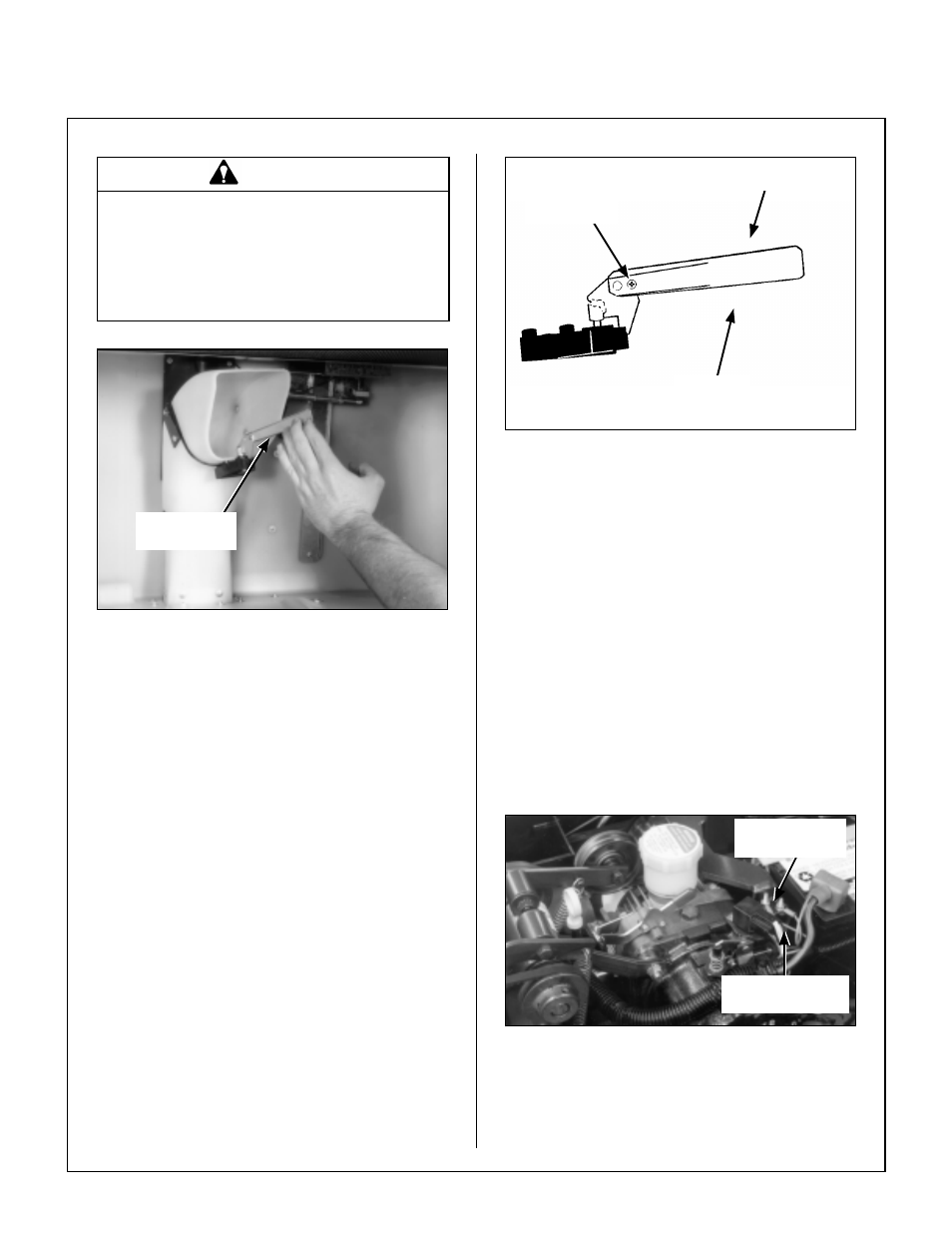 Grass-pak® vane switch, Checking the grass-pak® switch, Adjustment (when horn sounds at the wrong time) | Advance, Grass-pak® switch vane adjustment, Circuit breakers, 30 amp circuit breaker, Circuit breaker location, Maintenance instructions, Warning | Walker MT User Manual | Page 86 / 92