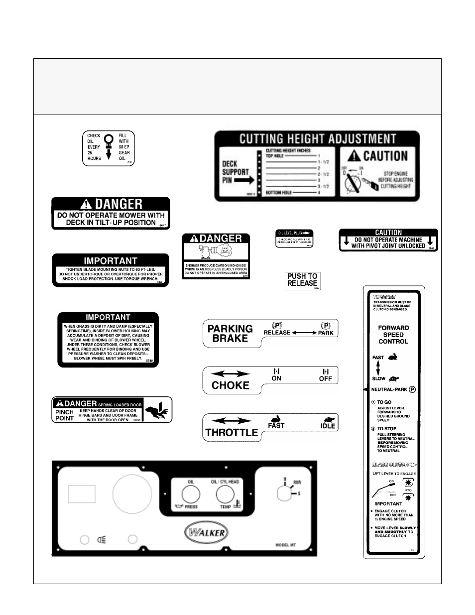 Safety, control, and instruction decals, Safety instructions | Walker MT User Manual | Page 23 / 100