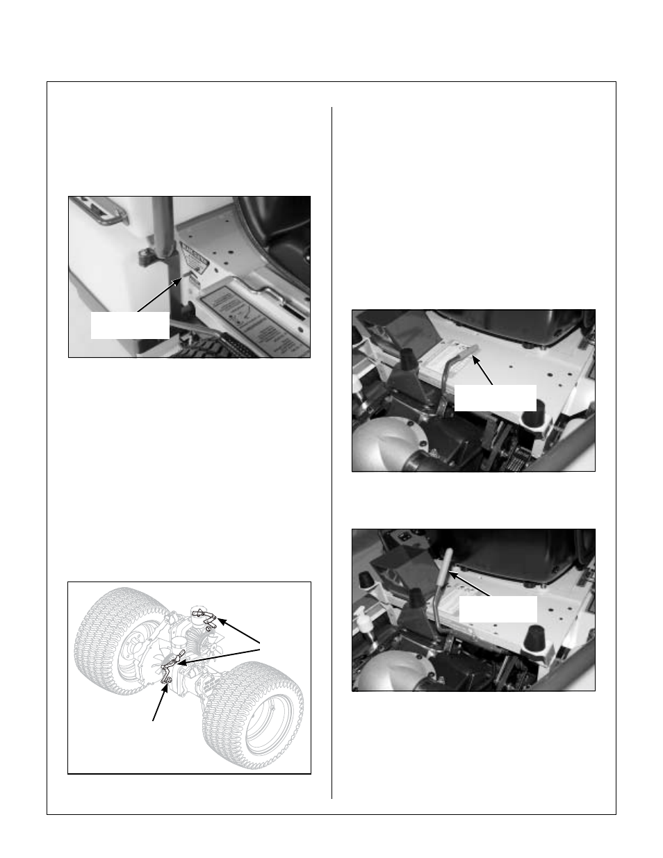 Front body latch release, Transmission lockout levers, Lockout lever location | Optional cold start lever cold start position, Operating instructions | Walker MT User Manual | Page 36 / 100