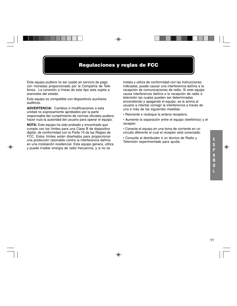 Regulaciones y reglas de fcc | Walker W-400 User Manual | Page 28 / 48