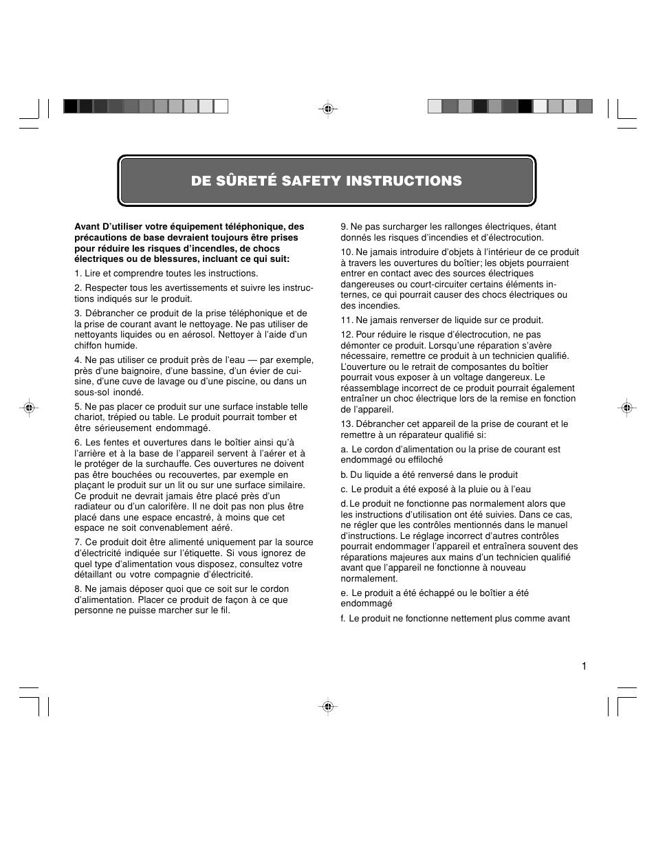 De sûreté safety instructions | Walker W-400 User Manual | Page 35 / 48