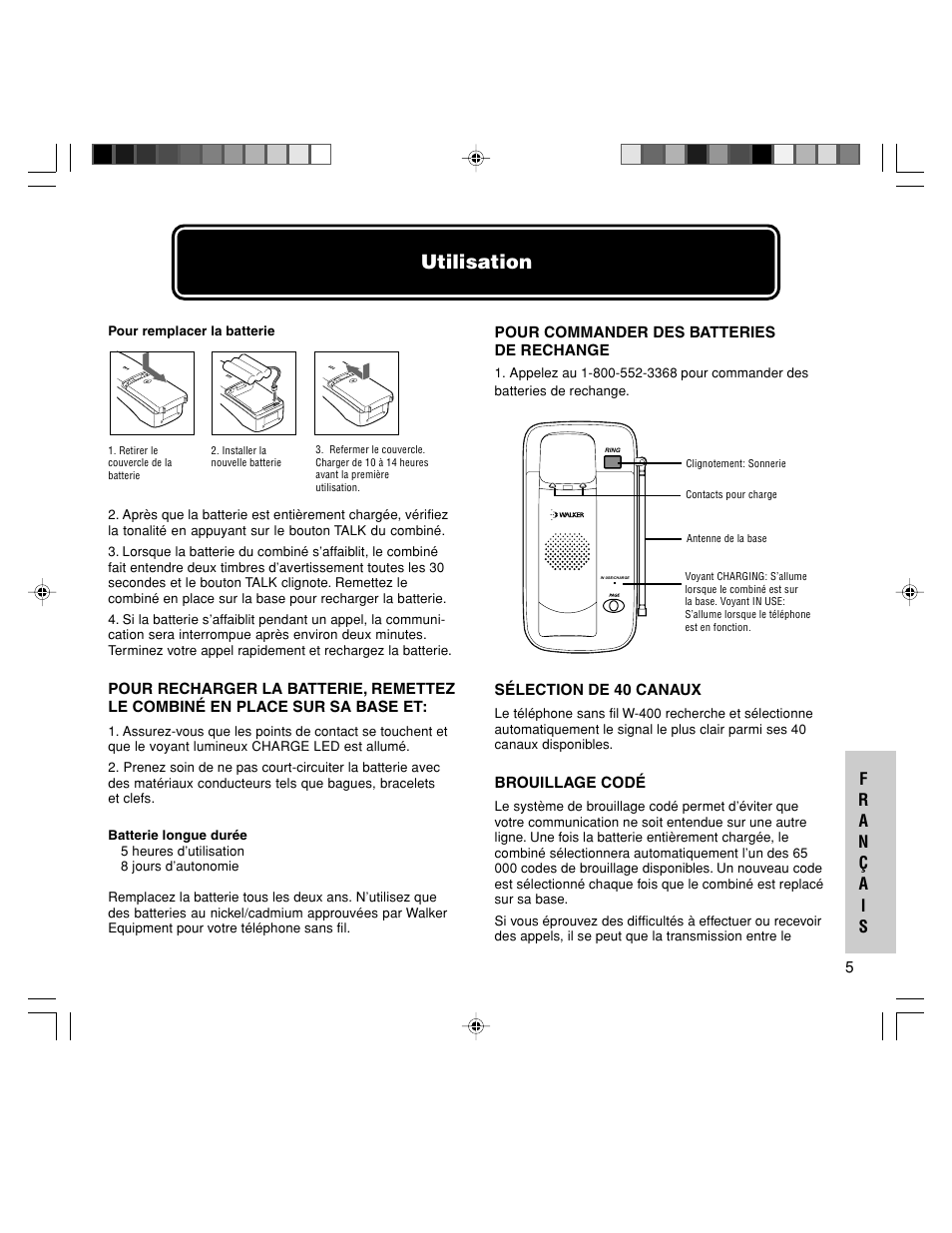 Utilisation | Walker W-400 User Manual | Page 39 / 48