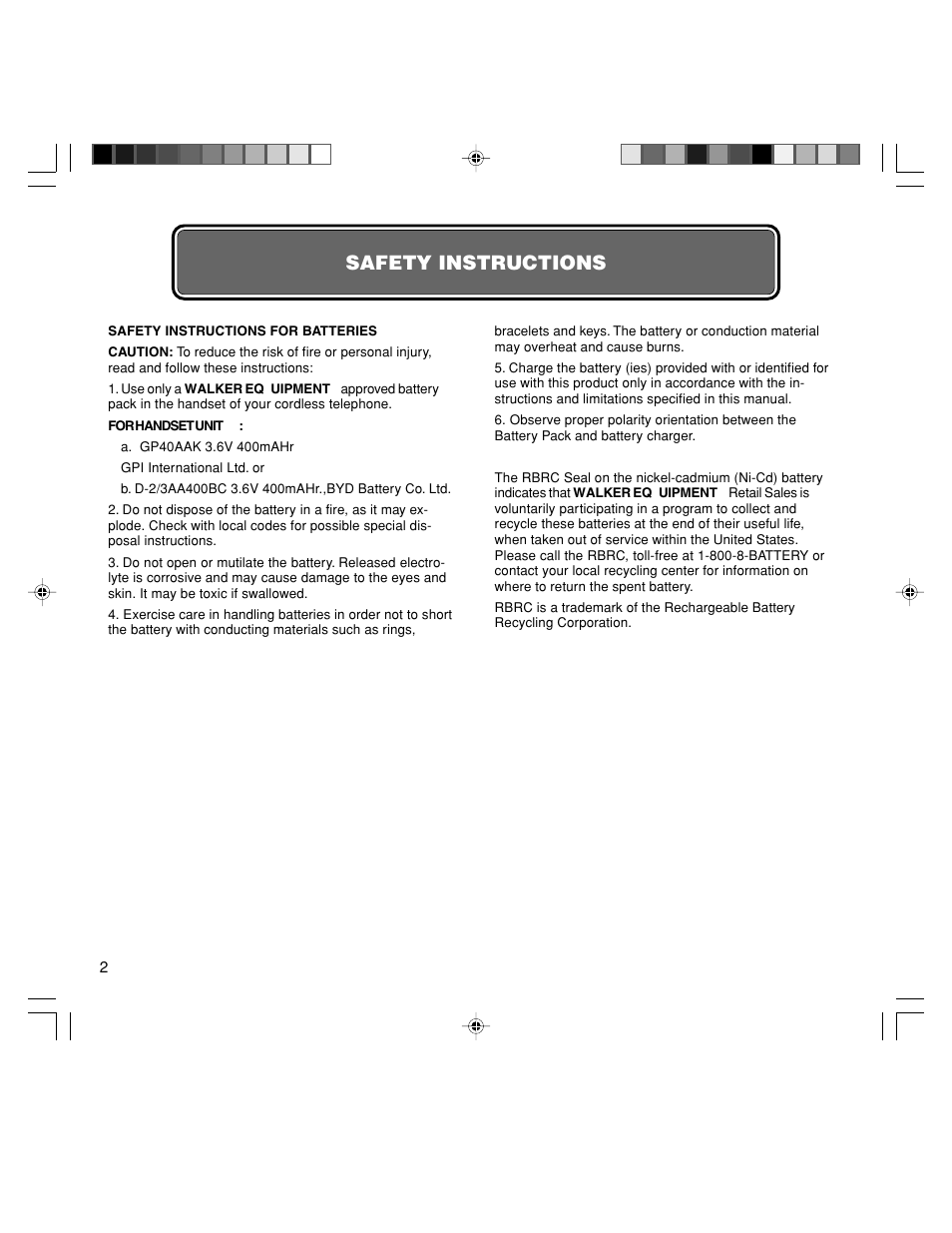 Safety instructions | Walker W-400 User Manual | Page 4 / 48