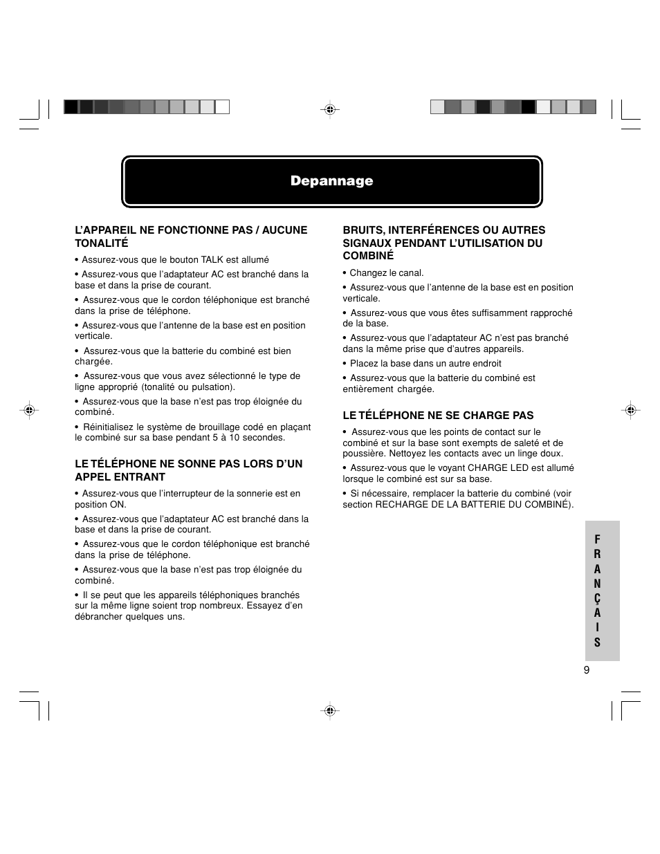 Depannage | Walker W-400 User Manual | Page 43 / 48