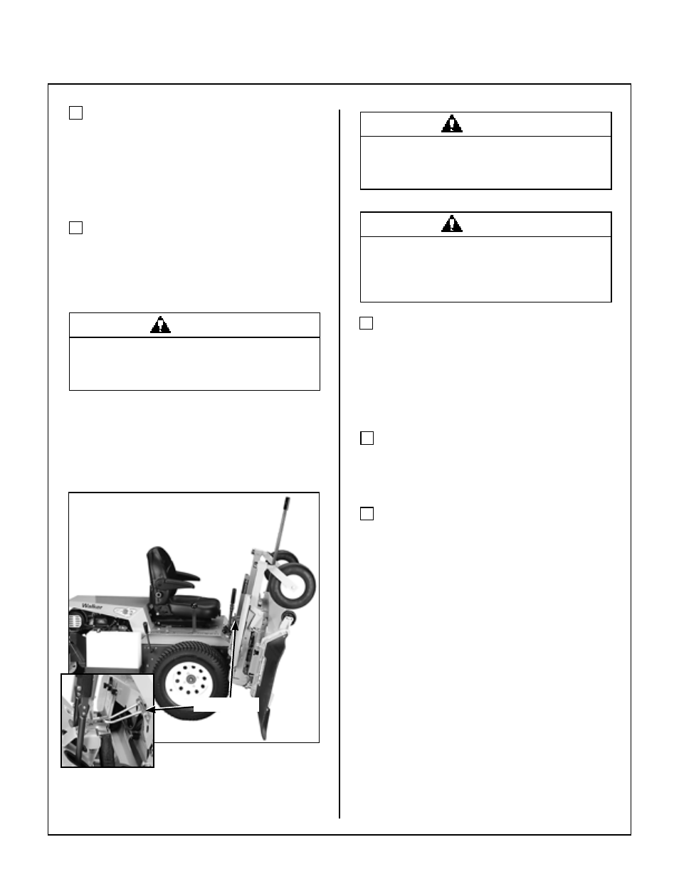 Deck secured in tilt-up position, Assembly instructions | Walker MBSSD (27 HP) User Manual | Page 25 / 84