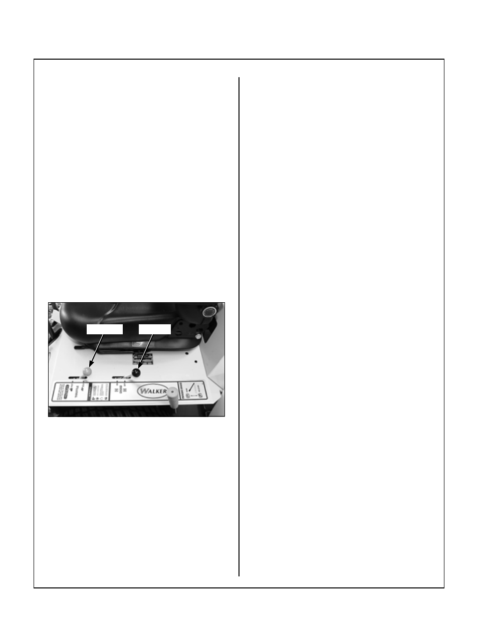 Engine choke, Engine throttle, Choke and throttle location | Forward speed control (fsc), Steering levers, Blade clutch (pto), Operating instructions | Walker MBSSD (27 HP) User Manual | Page 27 / 84