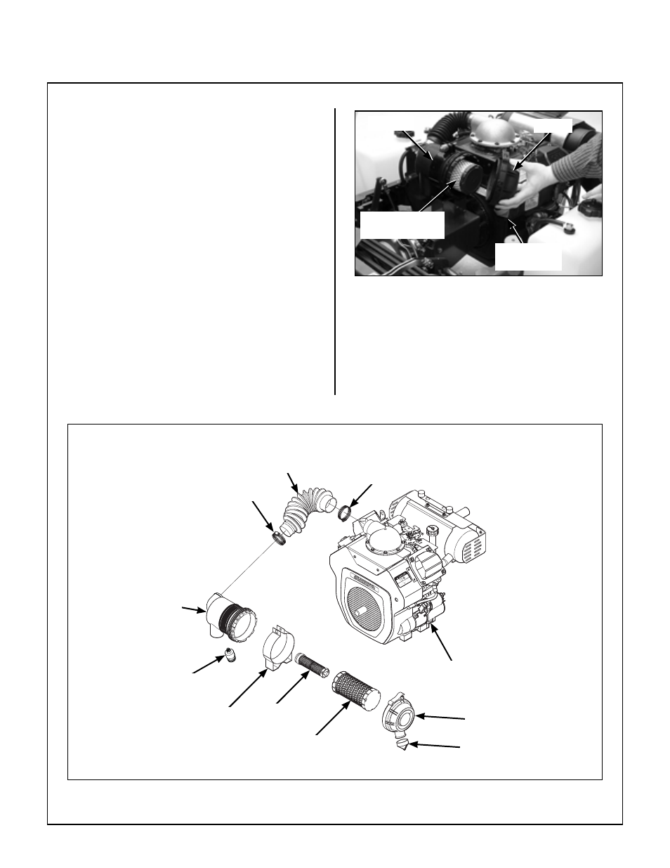 Cleaning, Engine air cleaner system, Cummins/fleetguard optiair™ air cleaner | Engine air cleaner system components, Maintenance instructions | Walker MBSSD (27 HP) User Manual | Page 45 / 84