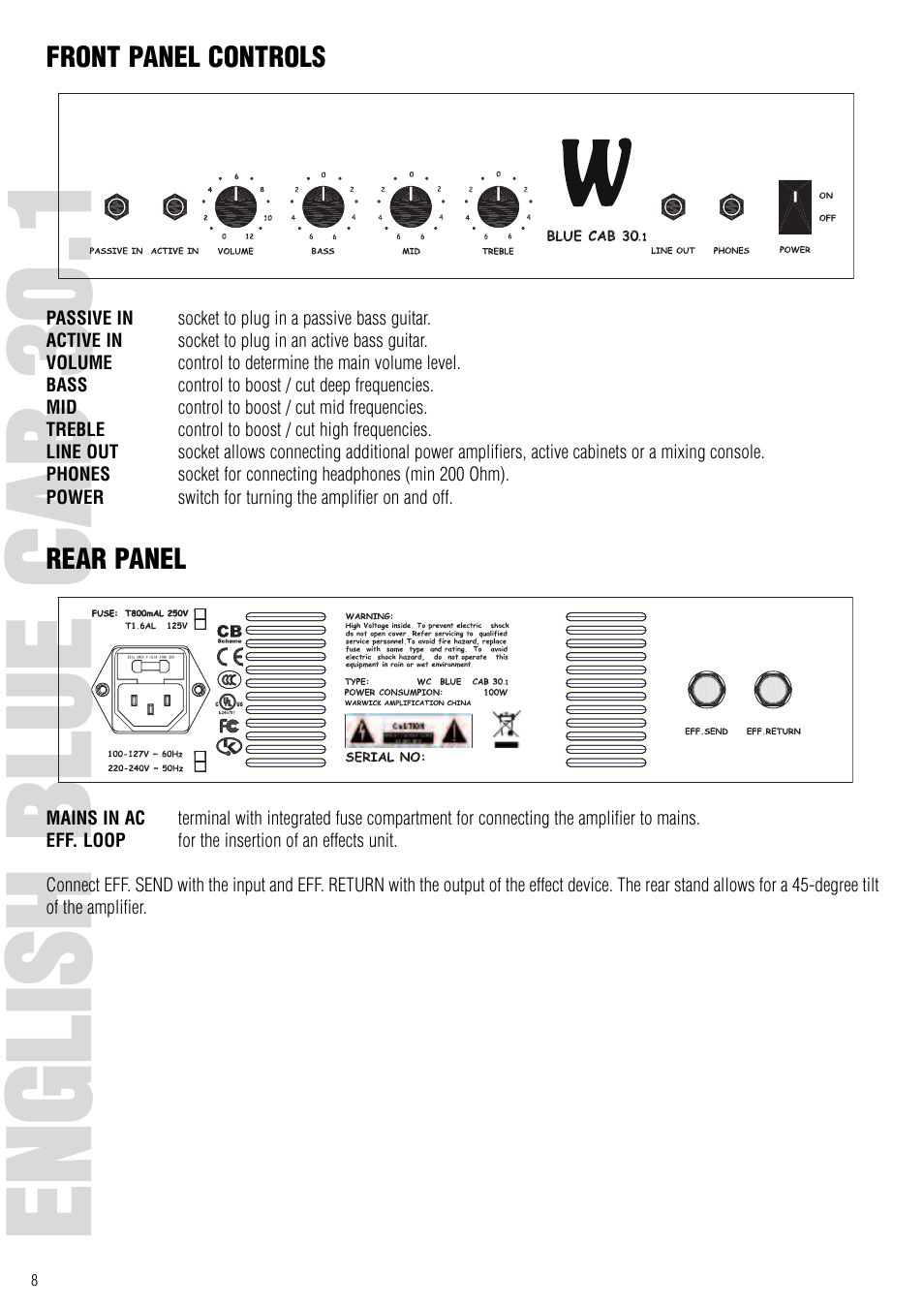 Ee nn gg ll iiss hh bb ll uu ee cc aa bb 33 00 | Warwick Blue Cab 60.1 User Manual | Page 7 / 13