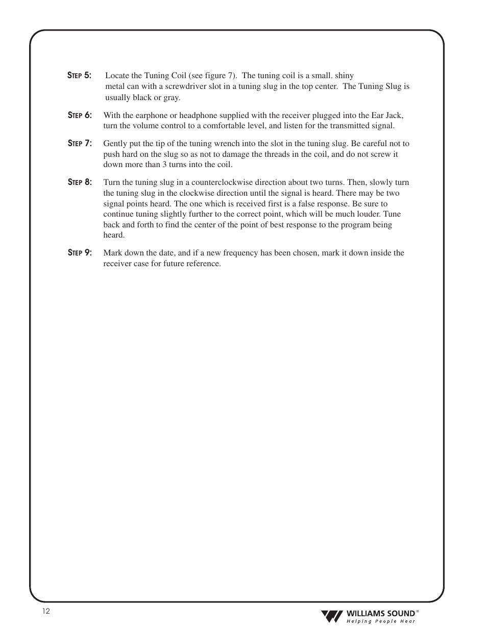 Williams Sound HEARING HELPER TGS PRO 720 User Manual | Page 12 / 20