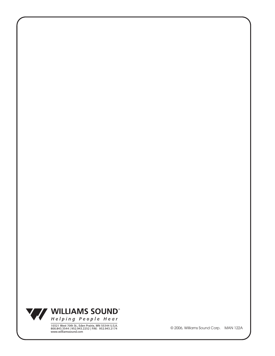 Williams Sound HEARING HELPER TGS PRO 720 User Manual | Page 20 / 20