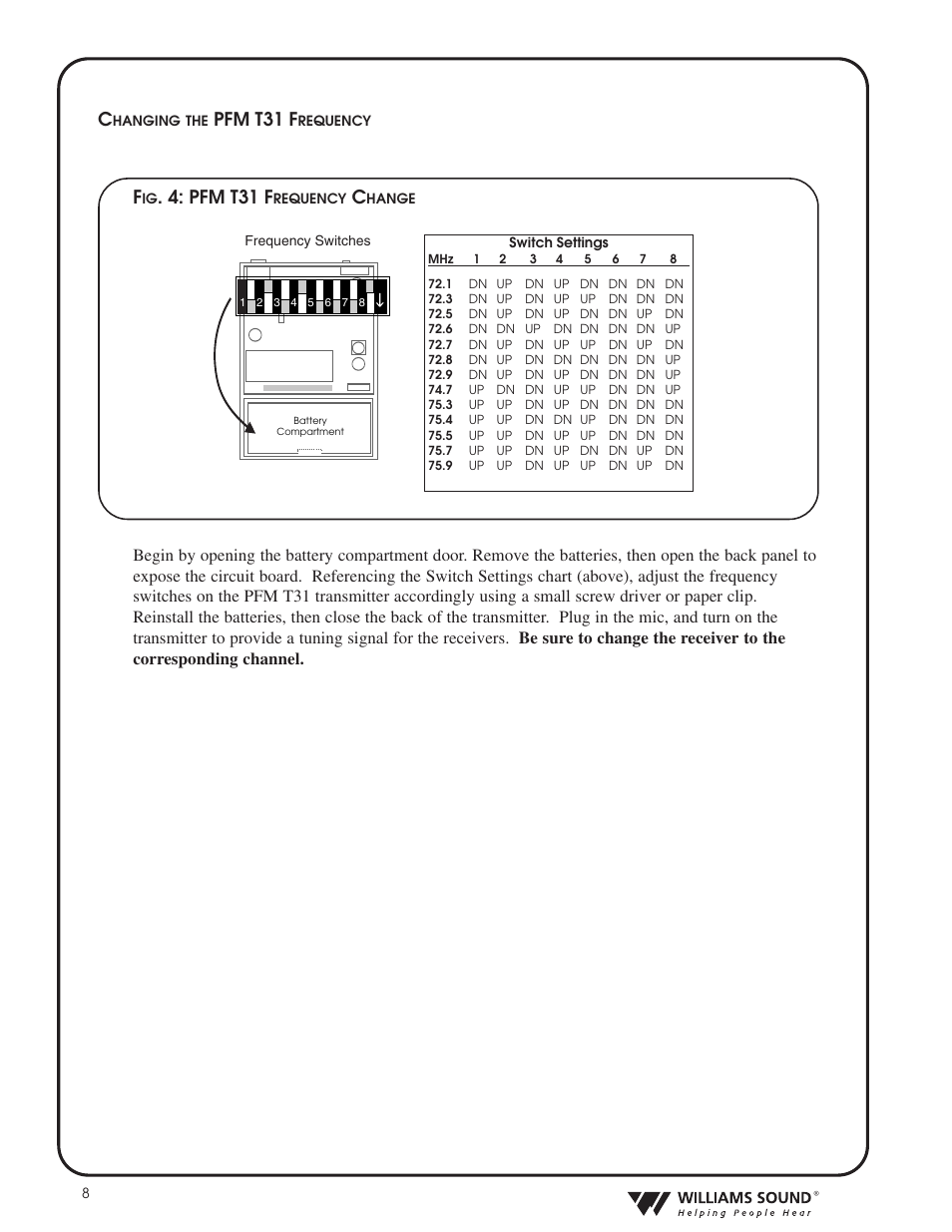 Pfm t31 f | Williams Sound HEARING HELPER TGS PRO 720 User Manual | Page 8 / 20