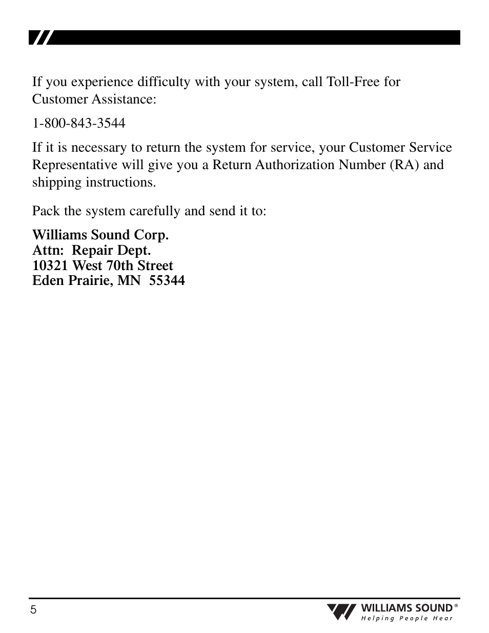 Williams Sound WIR RX16 User Manual | Page 5 / 6