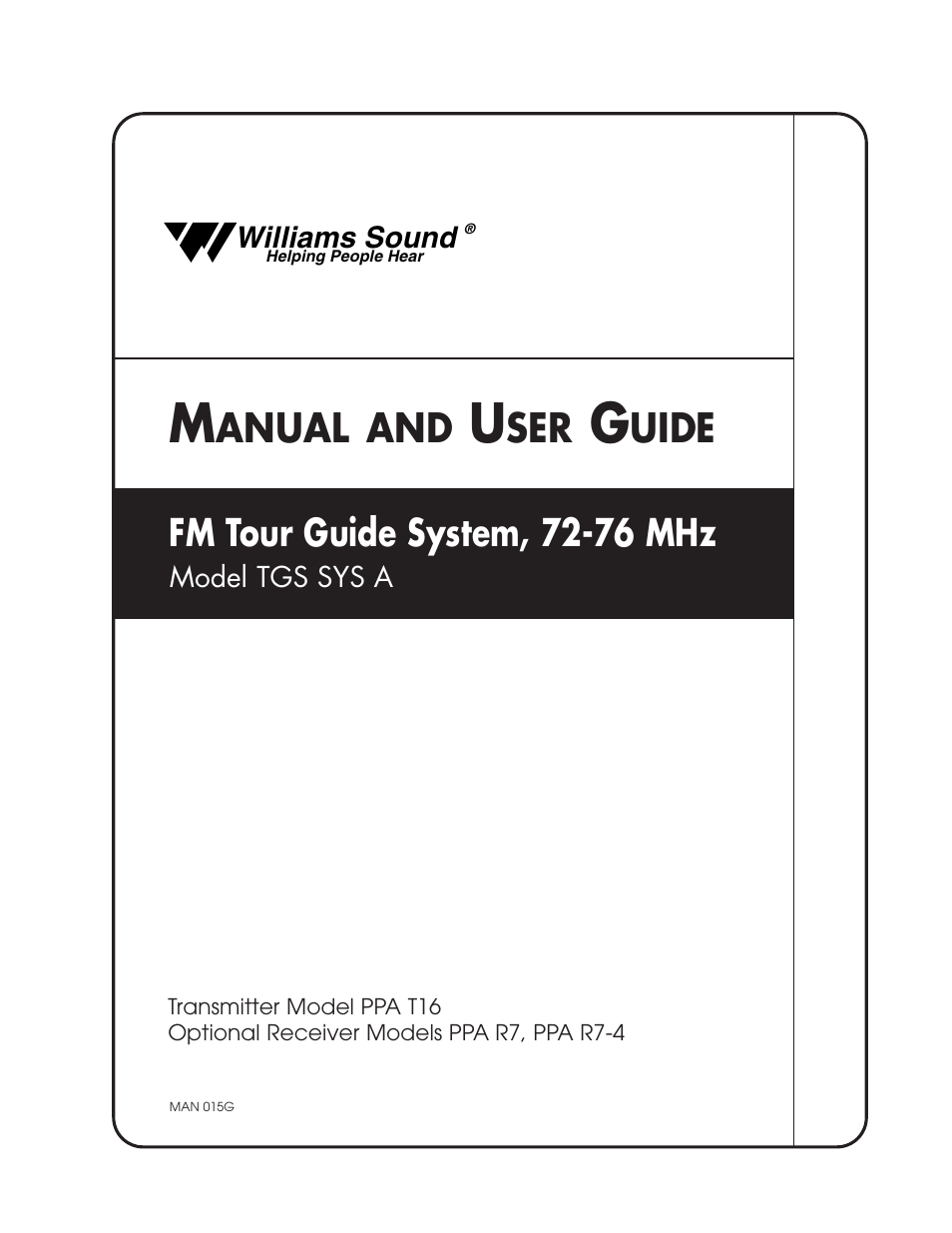 Williams Sound TGS SYS A User Manual | 16 pages