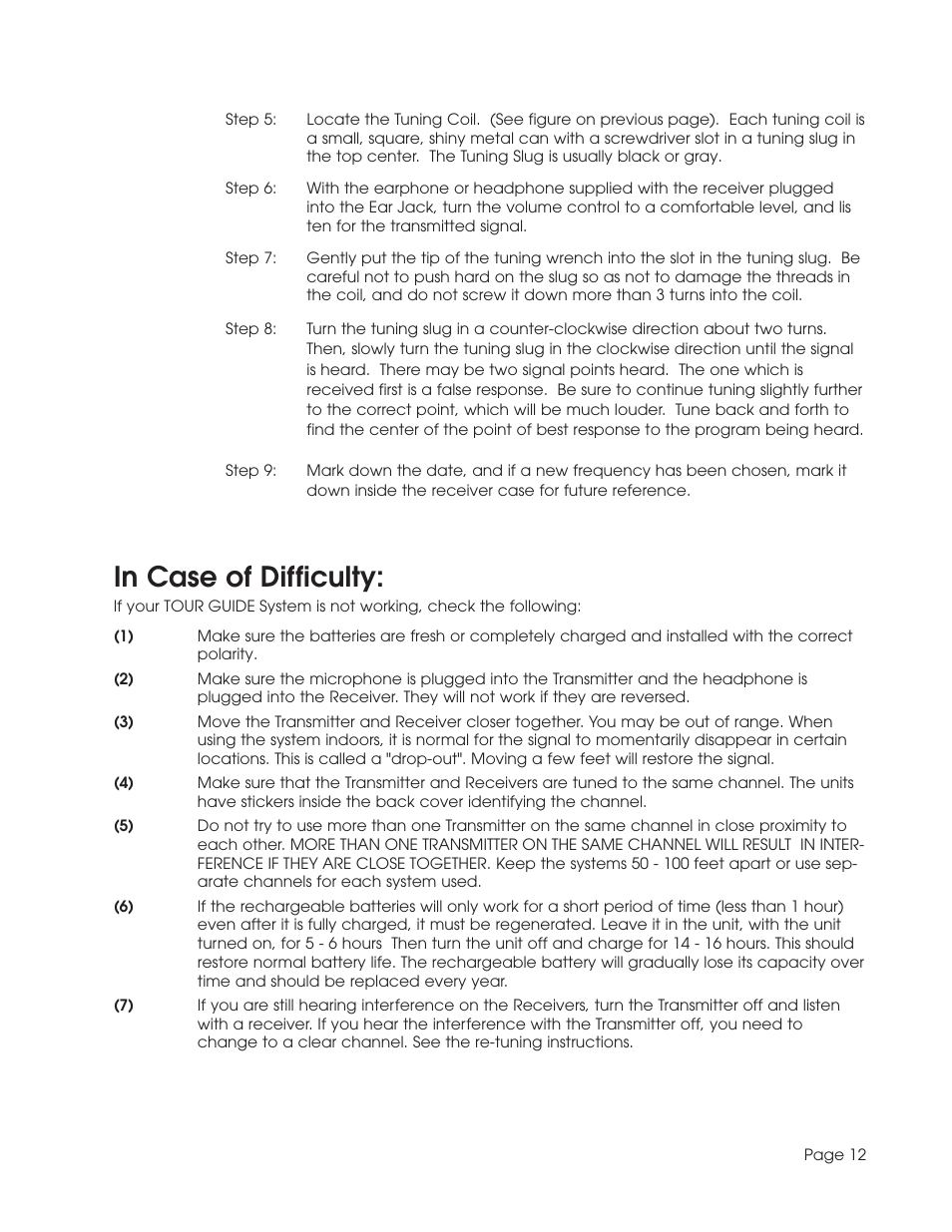 Williams Sound TGS SYS A User Manual | Page 12 / 16
