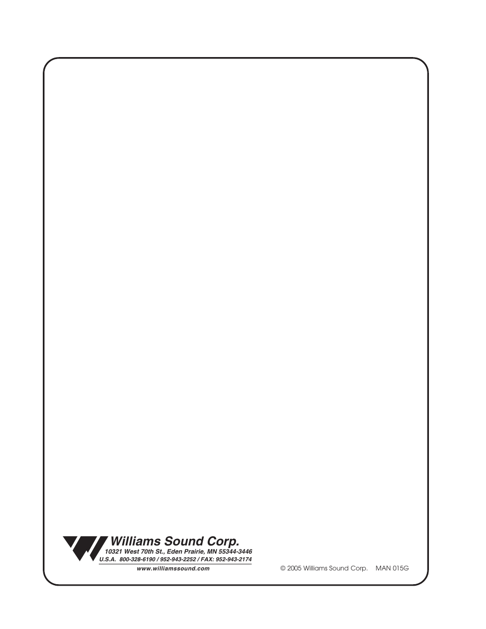 Williams sound corp | Williams Sound TGS SYS A User Manual | Page 16 / 16