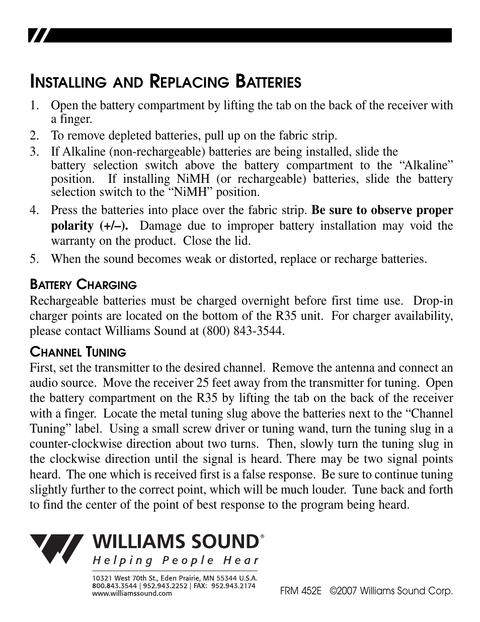 Williams Sound Personal PA Receiver PPA R35N User Manual | Page 6 / 6