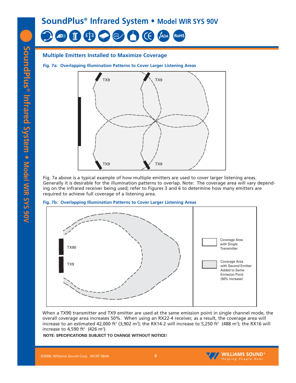 Soundplus, Infrar ed system, Infrared system | Model wir sys 90v | Williams Sound SoundPlus Infrared System WIR SYS 90V User Manual | Page 6 / 10