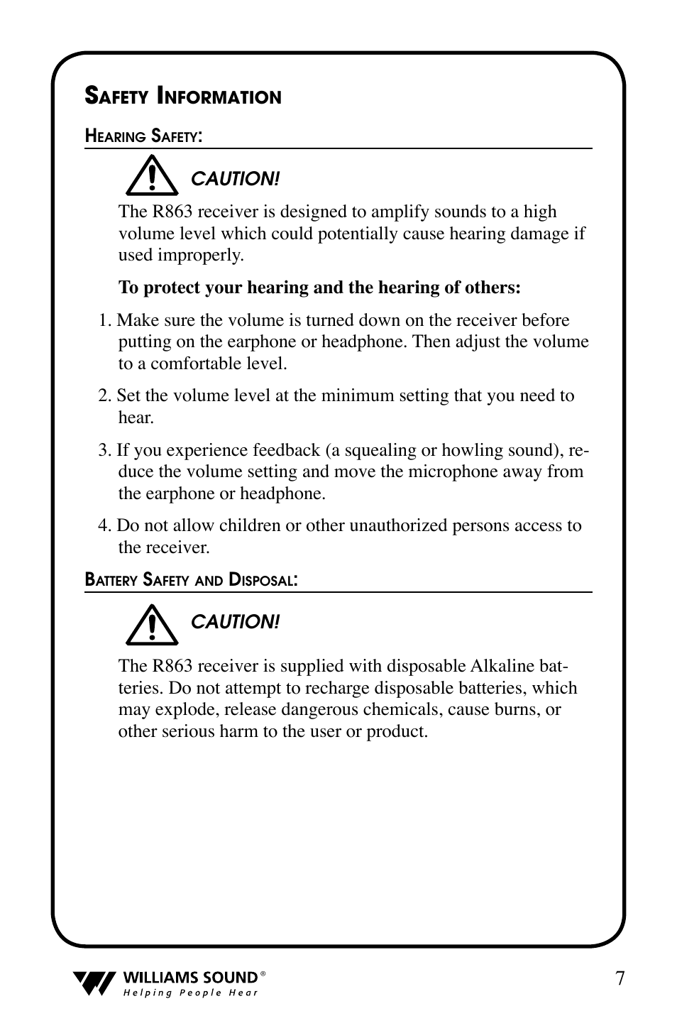 Williams Sound T800 User Manual | Page 7 / 20