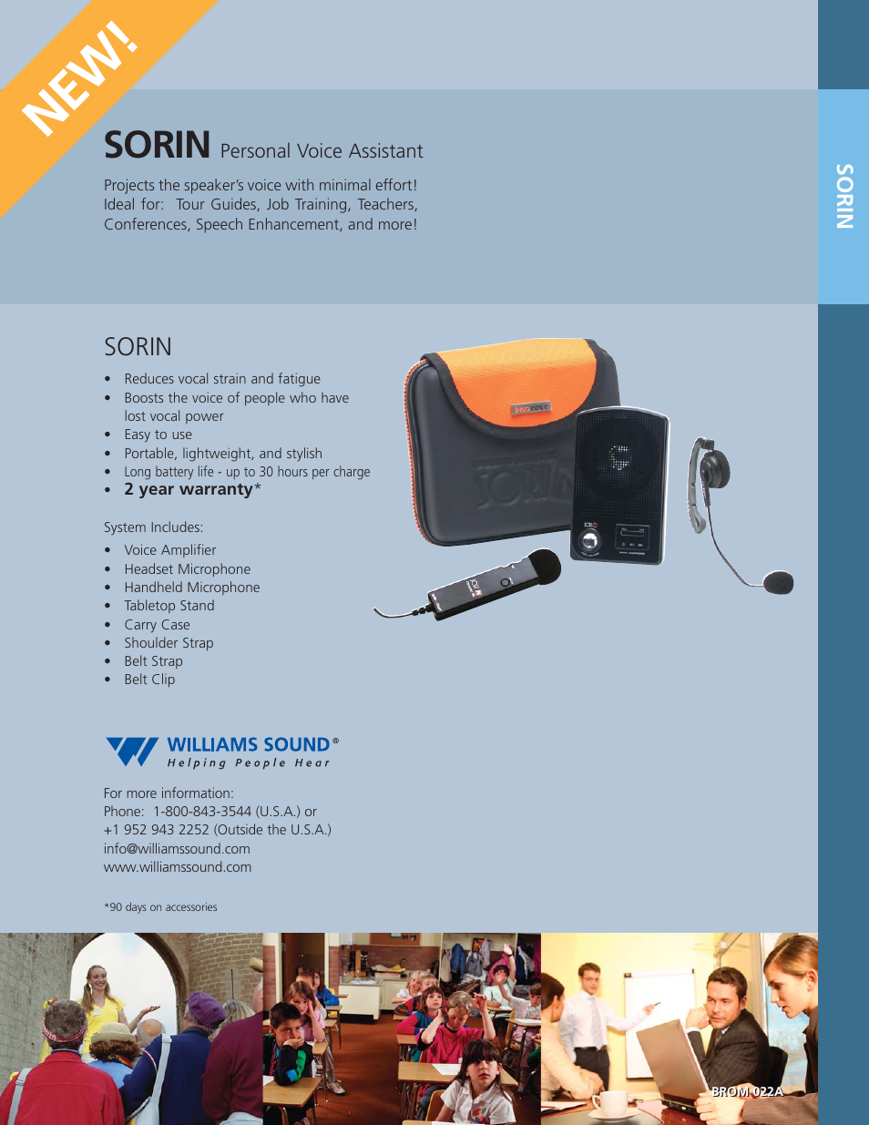 Williams Sound SORIN Personal Voice Assistant BROM 022A User Manual | 1 page