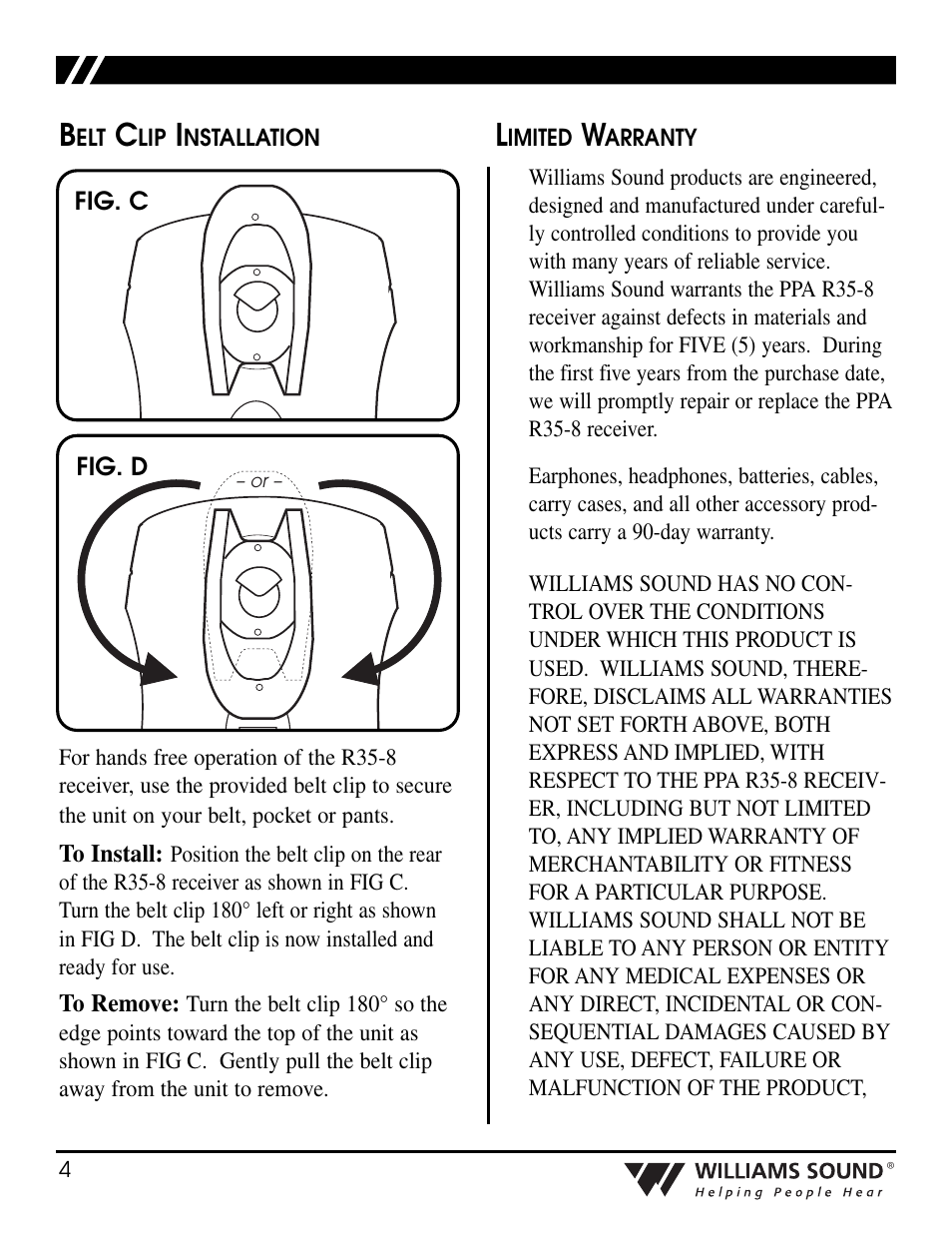 Williams Sound Personal PA Receiver PPA R35-8 User Manual | Page 4 / 6