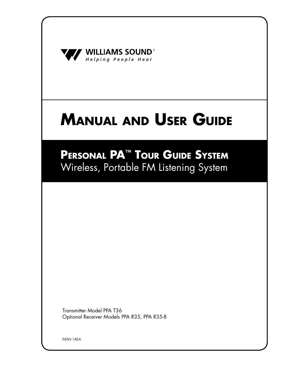 Williams Sound PPA T36 User Manual | 20 pages