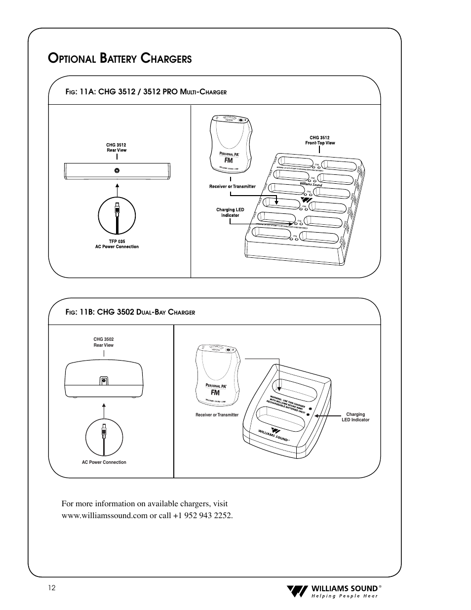 Ptional, Attery, Hargers | Williams Sound PPA T36 User Manual | Page 12 / 20