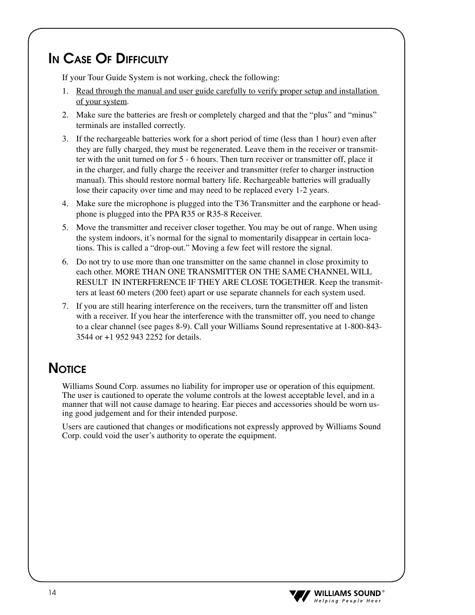 Williams Sound PPA T36 User Manual | Page 14 / 20