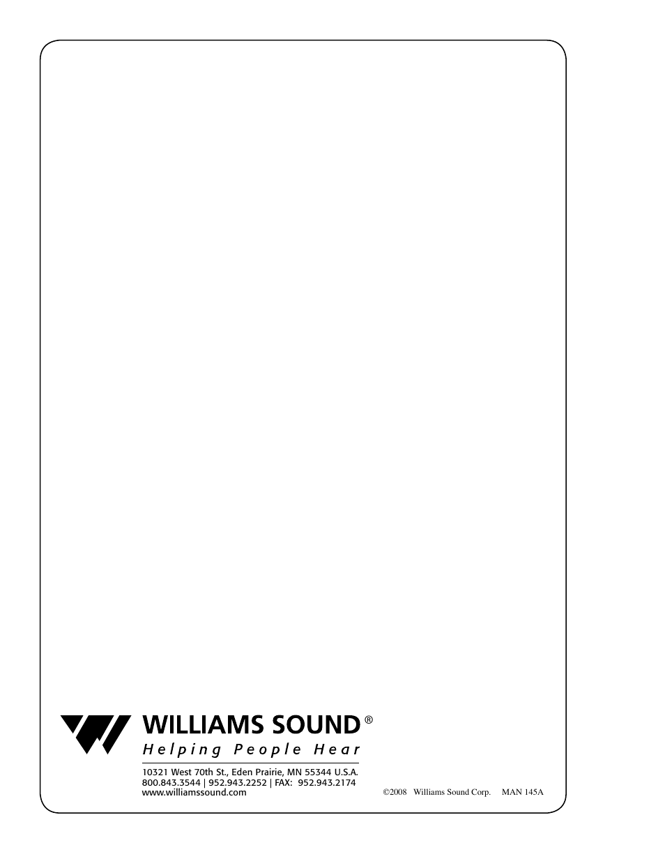 Williams Sound PPA T36 User Manual | Page 20 / 20