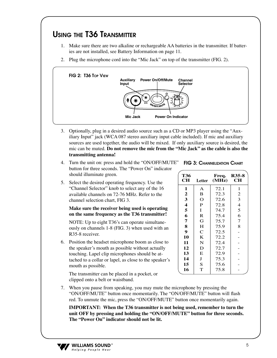 T36 t | Williams Sound PPA T36 User Manual | Page 5 / 20