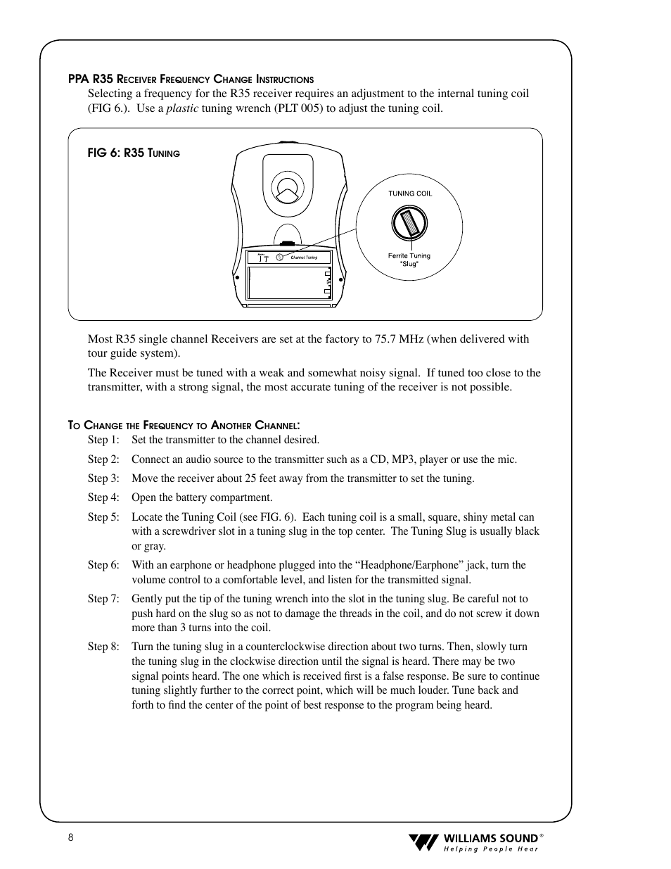 Williams Sound PPA T36 User Manual | Page 8 / 20