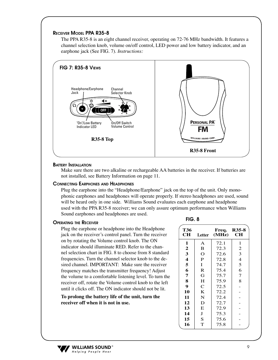 Williams Sound PPA T36 User Manual | Page 9 / 20