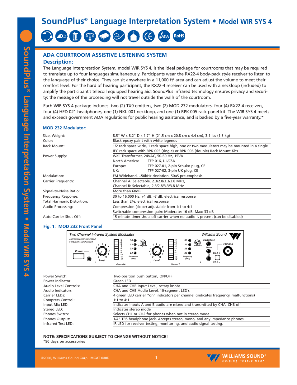 Williams Sound Language Interpretation System WIR SYS 4 User Manual | 12 pages