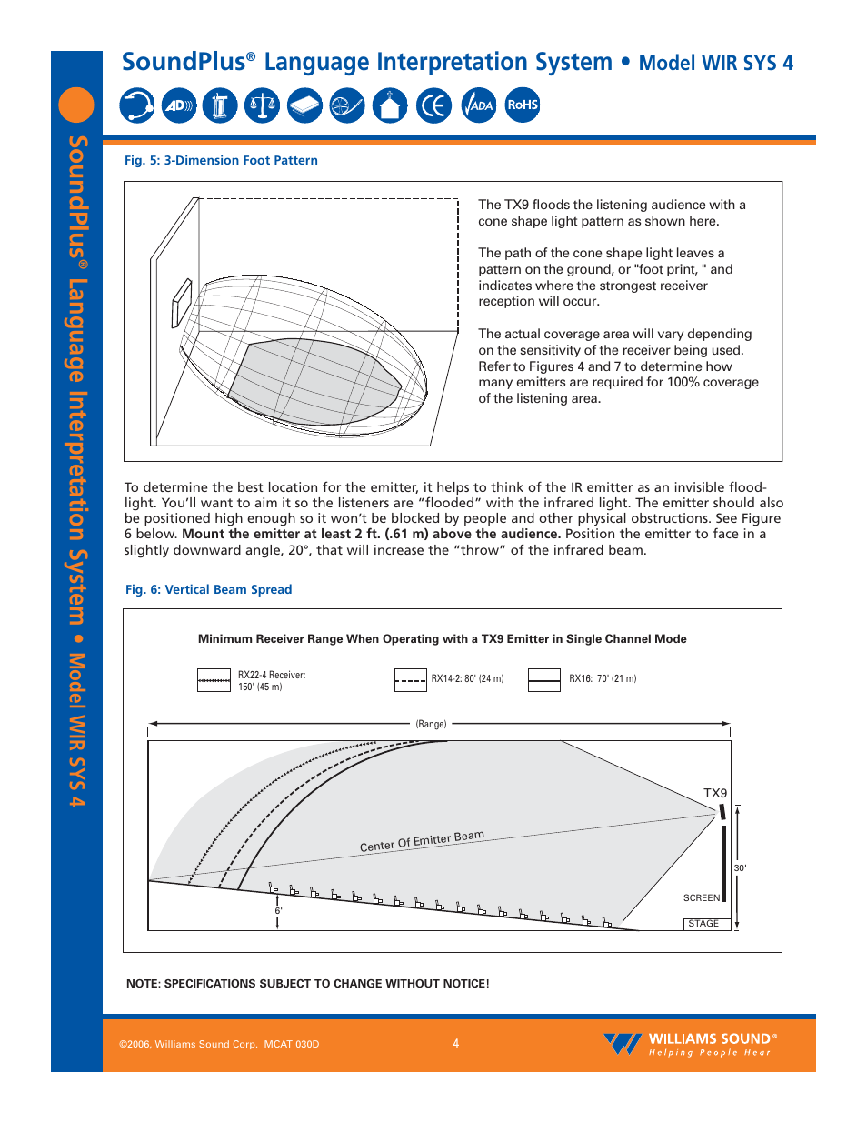 Soundplus, Language interpr etation system, Language interpretation system | Model wir sys 4 | Williams Sound Language Interpretation System WIR SYS 4 User Manual | Page 4 / 12