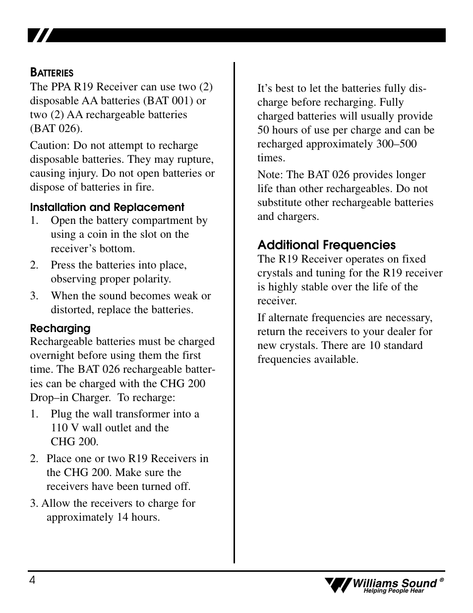 Williams Sound Personal PA Receiver PPA R19 User Manual | Page 4 / 6