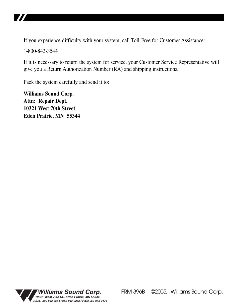 Williams sound corp | Williams Sound Personal PA Receiver PPA R19 User Manual | Page 6 / 6