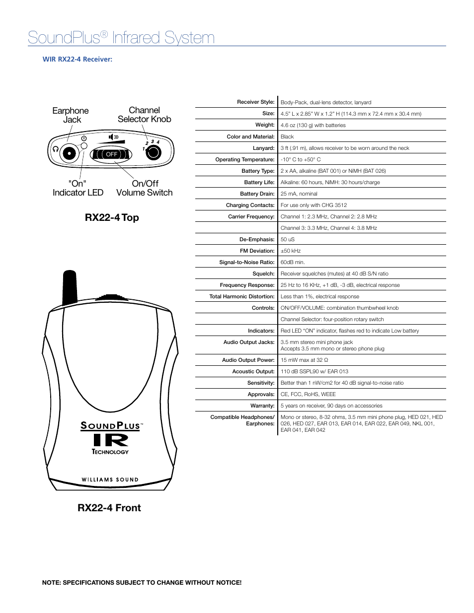 Soundplus, Infrared system | Williams Sound SoundPlus Infrared System WIR TX925 User Manual | Page 5 / 9