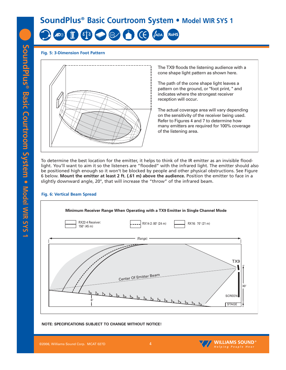 Soundplus, Basic courtr oom system, Basic courtroom system | Model wir sys 1 | Williams Sound SoundPlus Basic Courtroom System WIR SYS 1 User Manual | Page 4 / 10