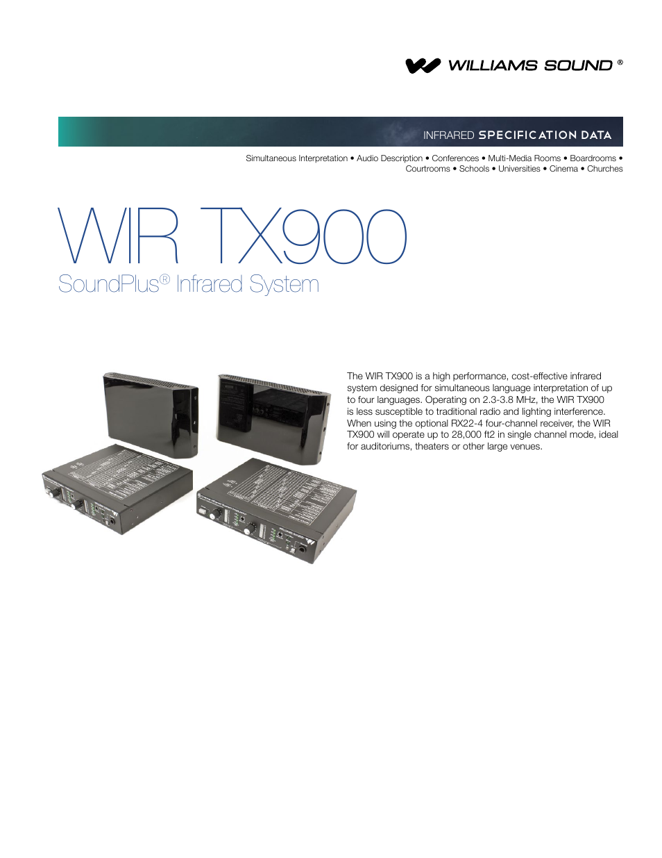 Williams Sound SoundPlus Infrared System WIRTX900 User Manual | 7 pages