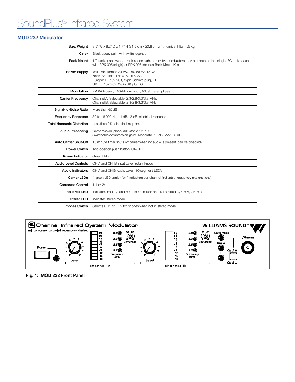 Soundplus, Infrared system | Williams Sound SoundPlus Infrared System WIRTX900 User Manual | Page 2 / 7