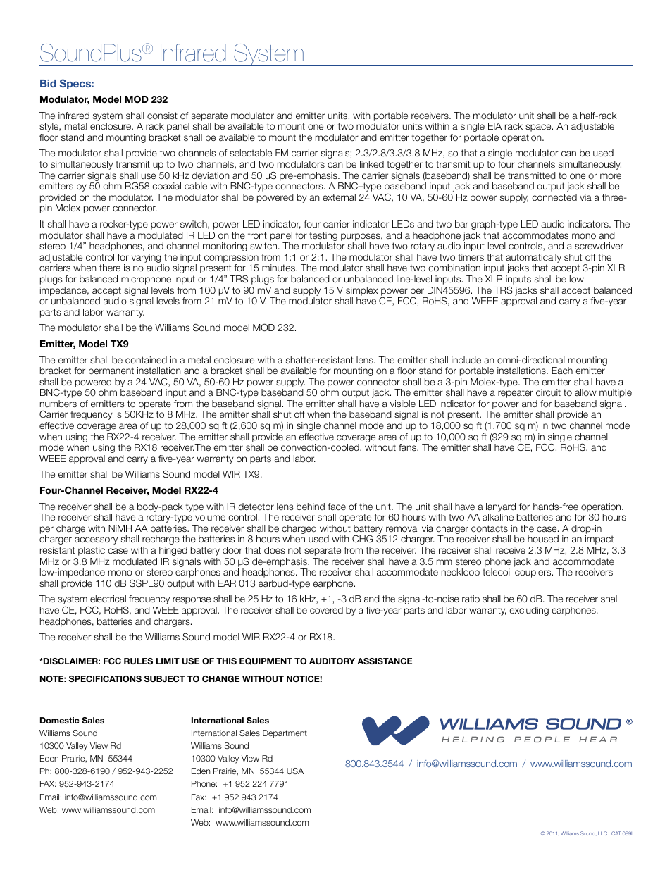 Soundplus, Infrared system | Williams Sound SoundPlus Infrared System WIRTX900 User Manual | Page 7 / 7