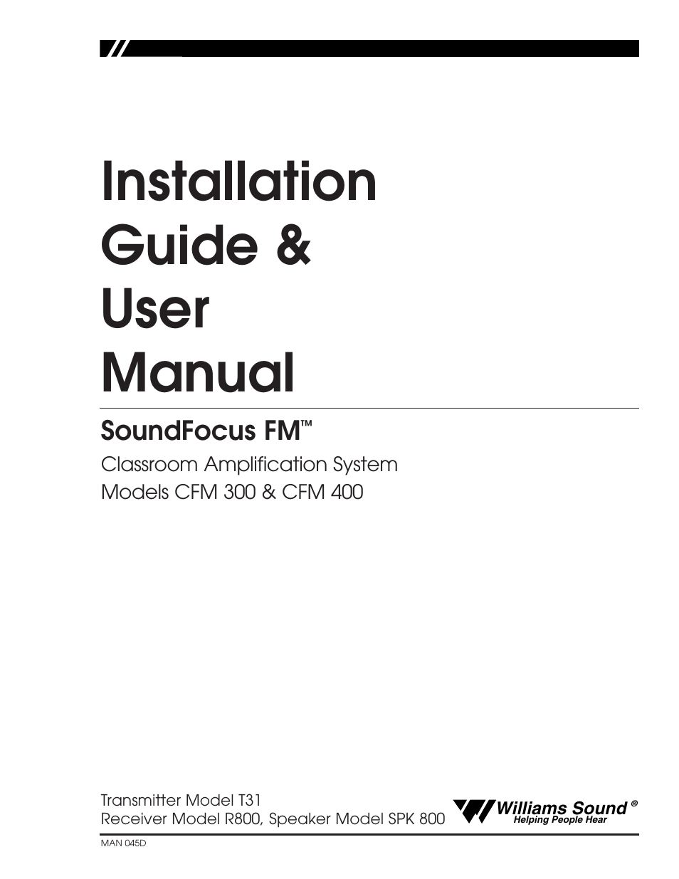 Williams Sound CFM 400 User Manual | 19 pages