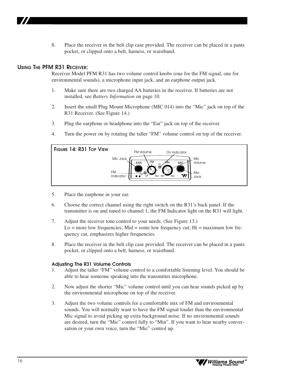 Pfm r31 r | Williams Sound CFM 400 User Manual | Page 15 / 19