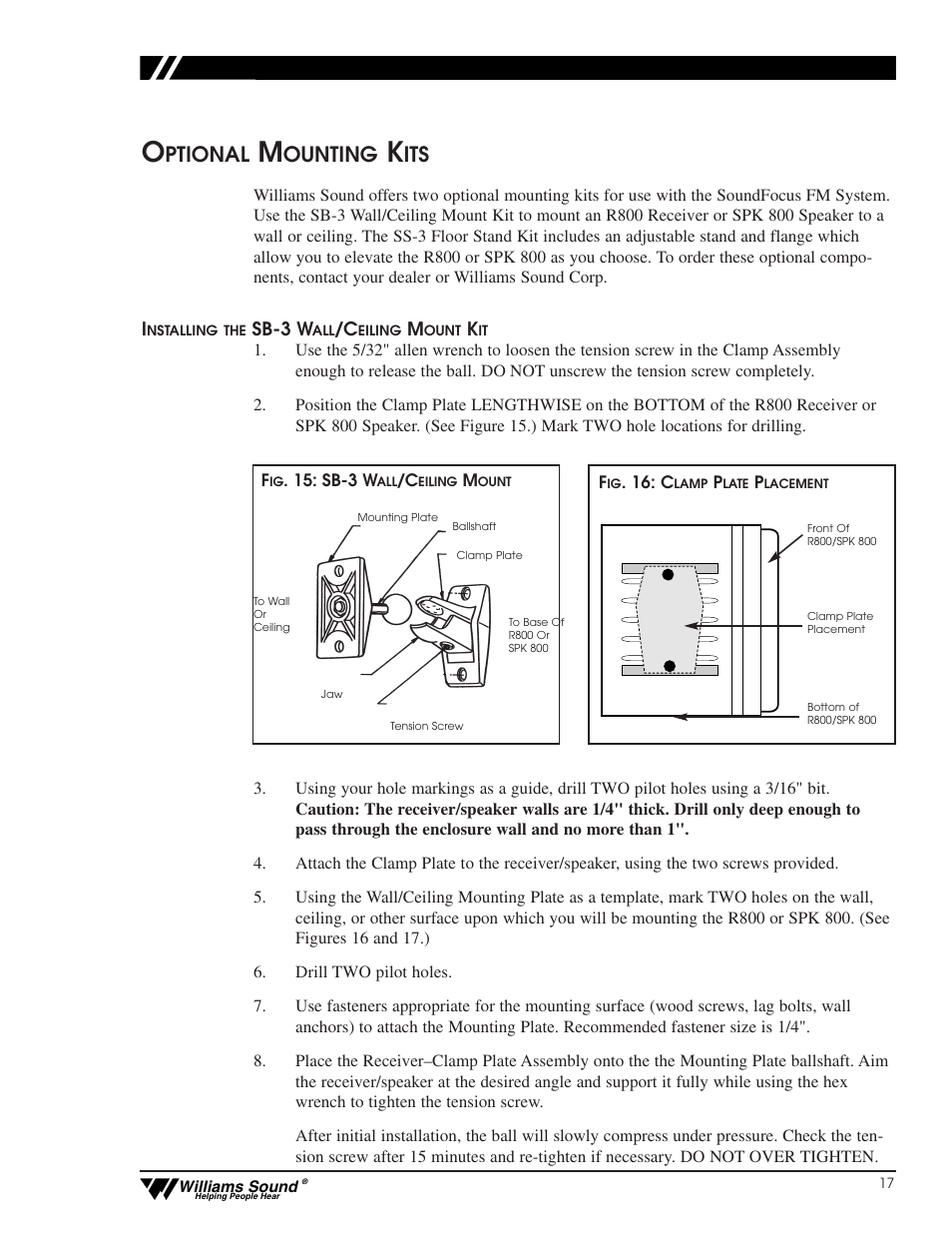Ptional, Ounting | Williams Sound CFM 400 User Manual | Page 16 / 19