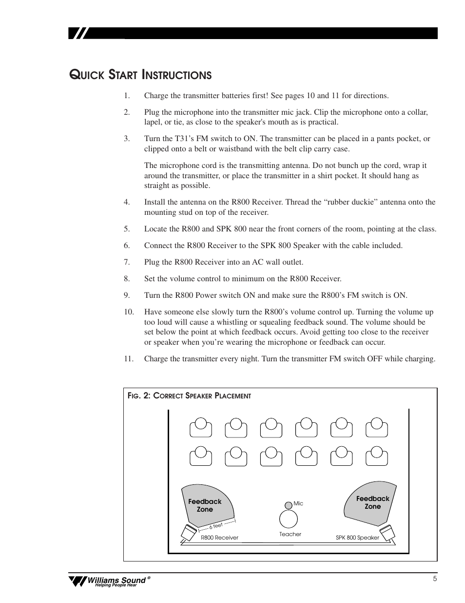 Uick, Tart, Nstructions | Williams Sound CFM 400 User Manual | Page 4 / 19