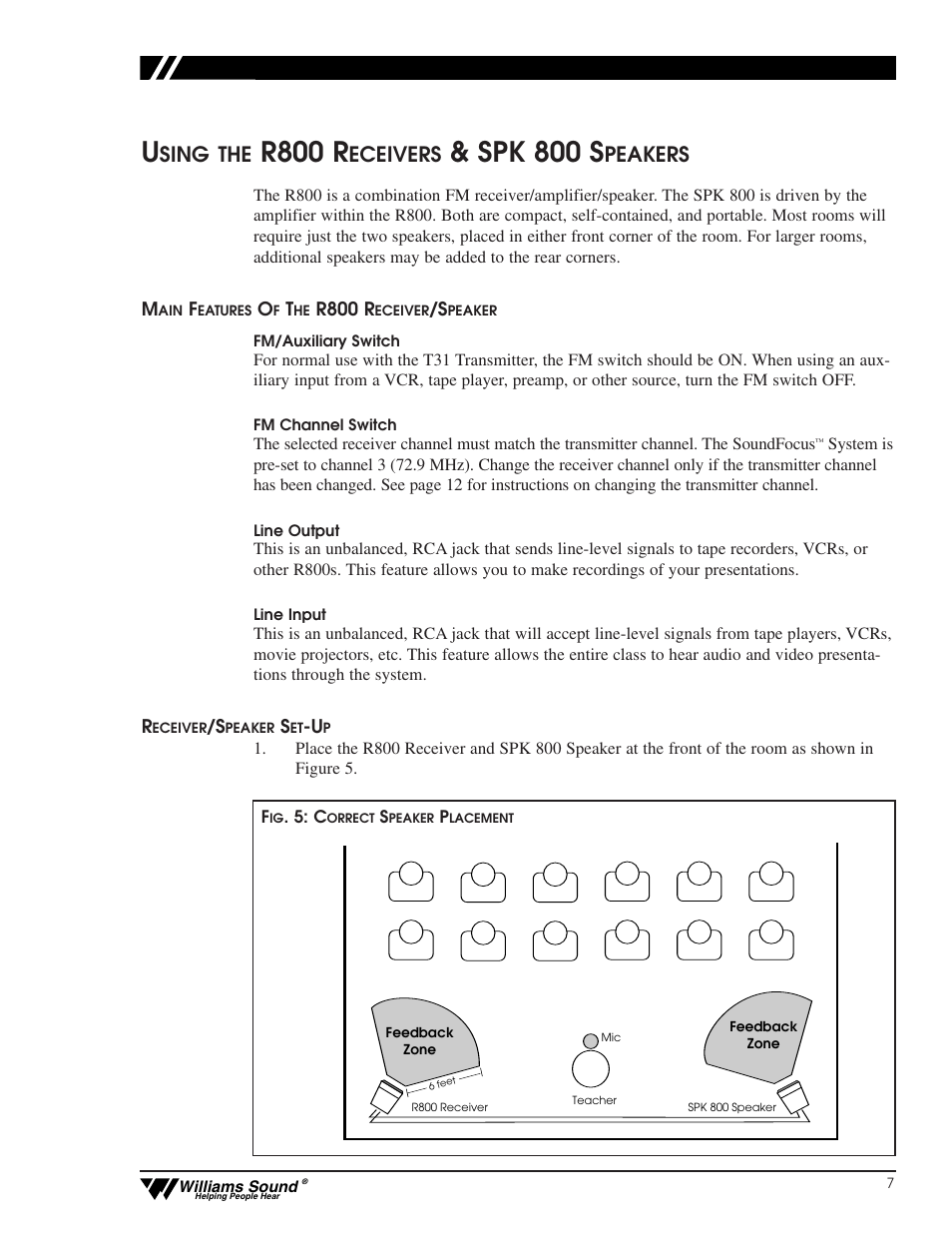 R800 r, Spk 800 s, Sing the | Eceivers, Peakers | Williams Sound CFM 400 User Manual | Page 6 / 19